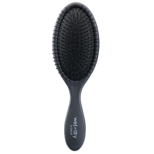 CALA Wet-N-Dry Detangling Hair Brush - Soft Flexible Bristles for Smooth, Frizz-Free Hair | Black