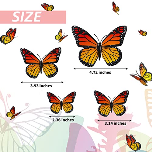 12 Pcs Monarch Butterfly Hair Clips, 4 Size 3D Simulation Butterflyr Hair Barrettes Butterfly Headwear Clips for Halloween Dia De Los Muertos Decorations (12 Pieces)