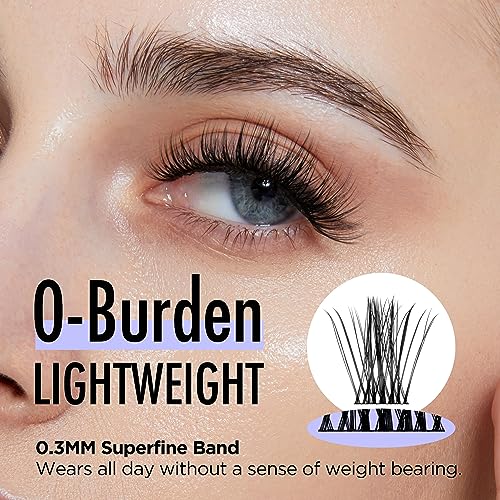 BEYELIAN Lashes Clusters, D Curl Cluster Lashes, Dense Look DIY Eyelash Extensions, 168pcs 10-16mm Super Thin Band & Soft Lashes, Reusable Volume False Lashes (P13)