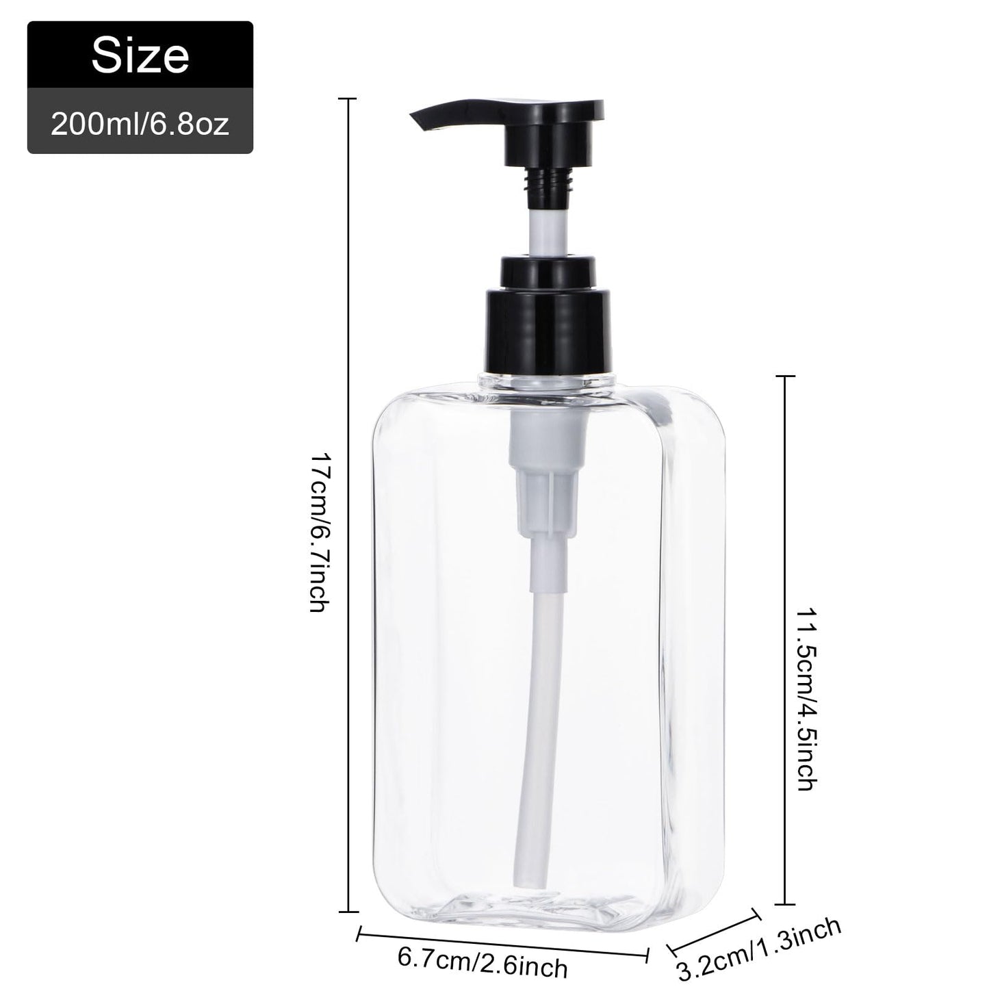Yebeauty 2 Pack Pump Bottle Dispenser, 6.8oz 200ml Clear Refillable Shampoo and Conditioner Bottles Dispenser, Empty Plastic Shower Hand Soap Dispenser Lotion Container for Bathroom Kitchen
