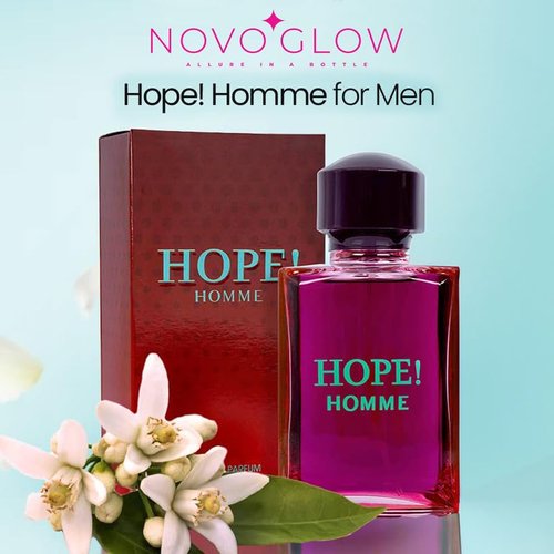 NovoGlow Hope Homme Eau De Parfum Spray for Men - 100ml Spicy Floral Fragrance, Long-Lasting Warm Scent