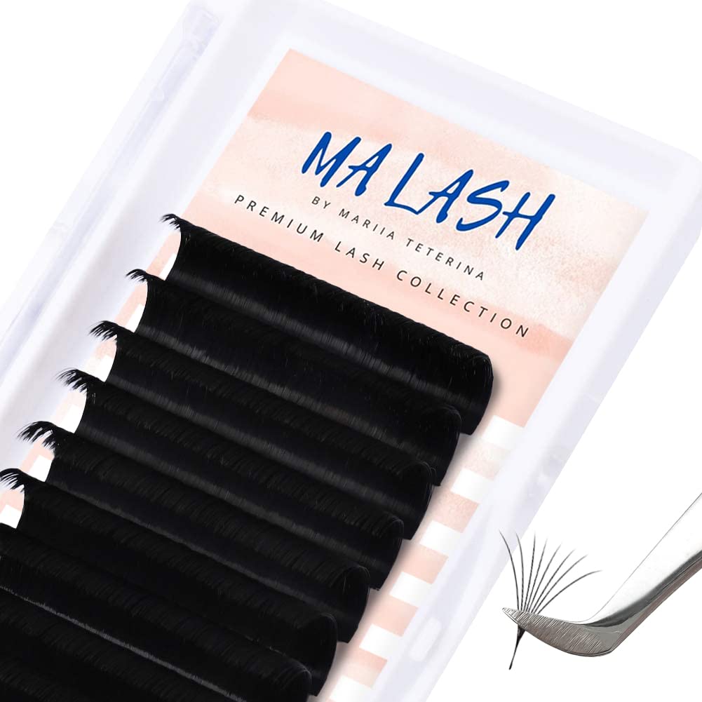 MA LASH D 0.1 6mm Premium Volume & Classic Individual Eyelash Extensions - Soft Black, Mixed and Single Lengths - Salon Quality (D 0.1 (6 mm))