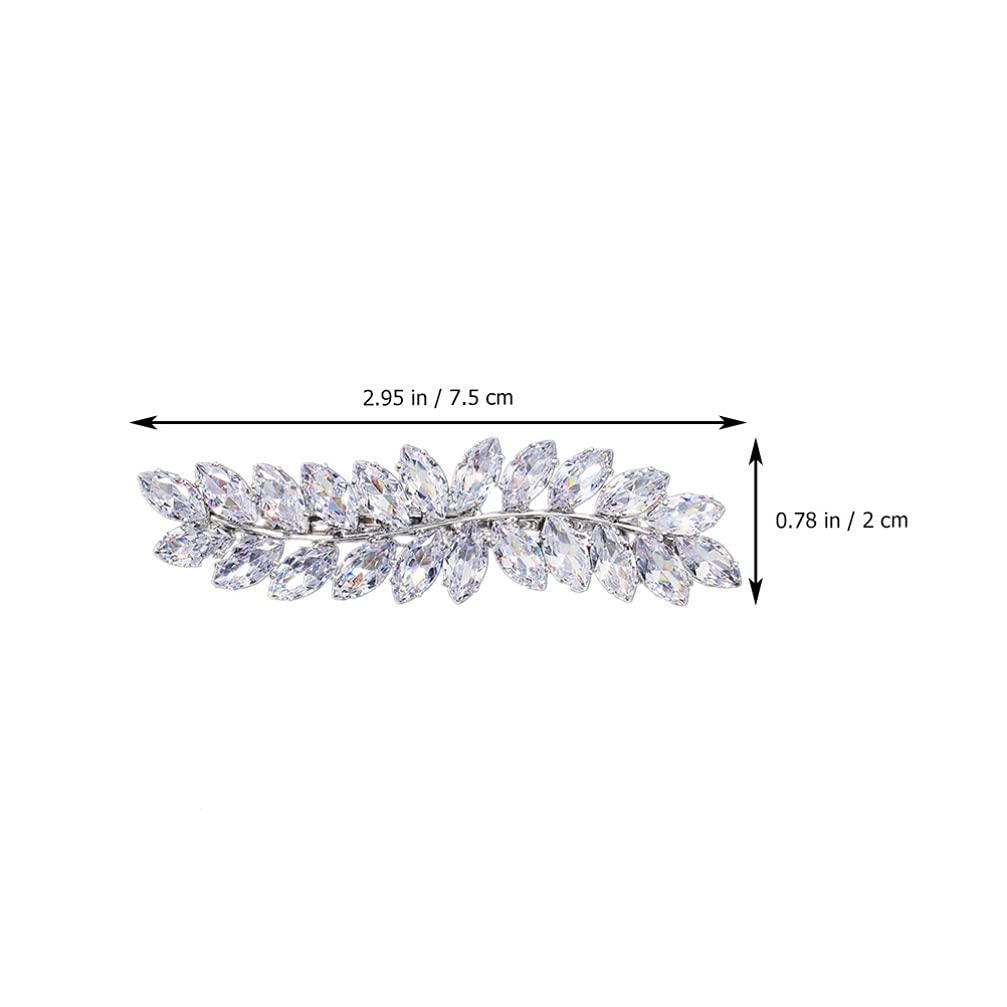 Beaupretty Rhinestone Hair Clips Crystal Leaf Hair Clip Diamond Hair Barrettes Hair Bang Clamp Decorative Alligator Hair Pins For Women Weddings Bridal Hair Accessories Silver