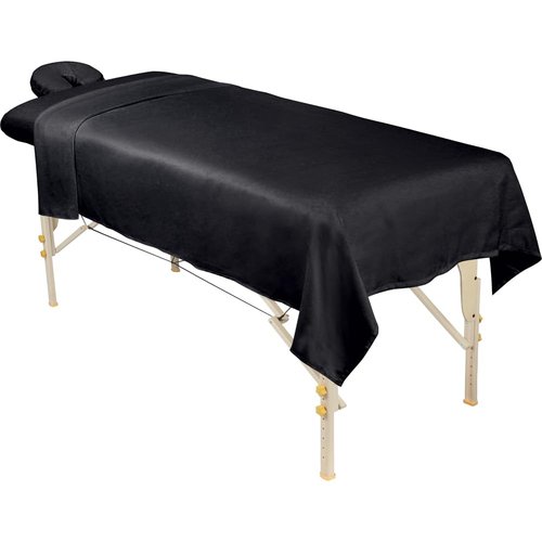ForPro Professional Collection Flannel Massage Sheet Set - 3-Piece Black Set for Tables & Face Rest