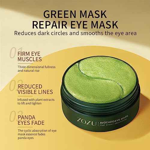 Avocado Eye Mask 60 Pcs, Under Eye Patches for Dark Circles and Puffiness, Moisturizing Nourishing Eye Treatment Mask, Moisturizing and improving eye skin dryness