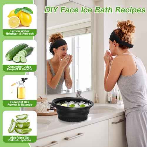 Foldable Ice Bowl with Built-In Ice Tray ? Silicone Facial Ice Bath for Shrinking Pores, Boosting Circulation, Cold Plunge Skincare Gift for Men & Women (Black)