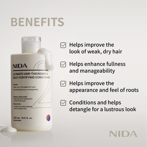 NIDA Ultimate Hair-Thickening Conditioner - Strengthens & Nourishes All Hair Types | 8.5 fl. oz.