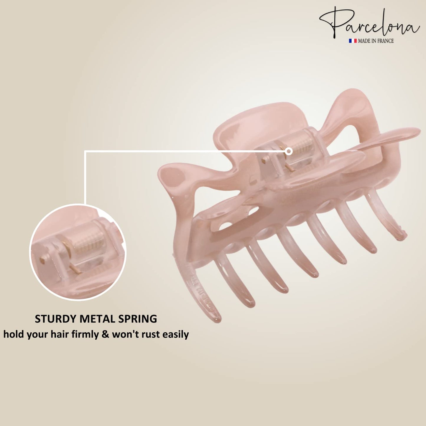 Parcelona French Classic Small 2.5" Celluloid Jaw Hair Claw Clips for Women and Girls (Blush Pink-Tortoise Shell)