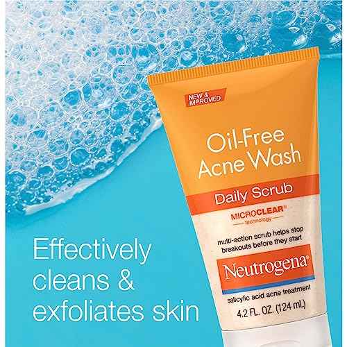 Neutrogena Oil-Free Acne Face Wash with 2% Salicylic Acid, Daily Exfoliating Scrub & Acne Treatment for Oily, Acne-Prone Skin, Clears Breakouts & Blackheads, 4.2 fl. oz