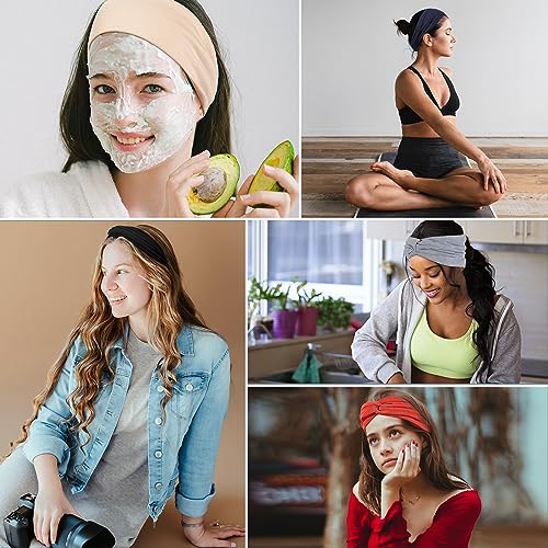 Achiou 6 Pack Twisted Knotted Headbands - Wide Non-Slip Elastic Boho Hair Bands for Women, Curly Hair, Girls, Yoga & Workout