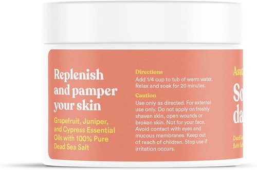 ASUTRA Dead Sea Bath Salts - Skin Rejuvenator with Grapefruit, Juniper & Cypress Oils | 16 oz