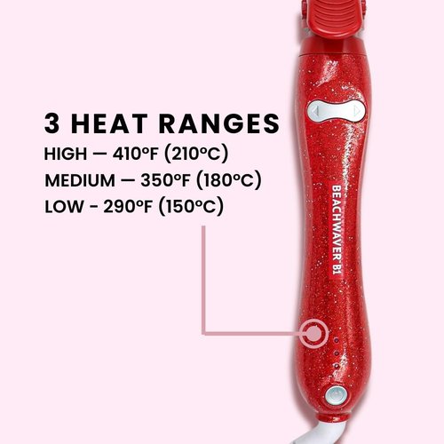 Beachwaver Co. B1 Rotating Curling Iron - Red Glitter | Automatic 1-Inch Ceramic Design | Travel-Friendly with Auto Shut-Off