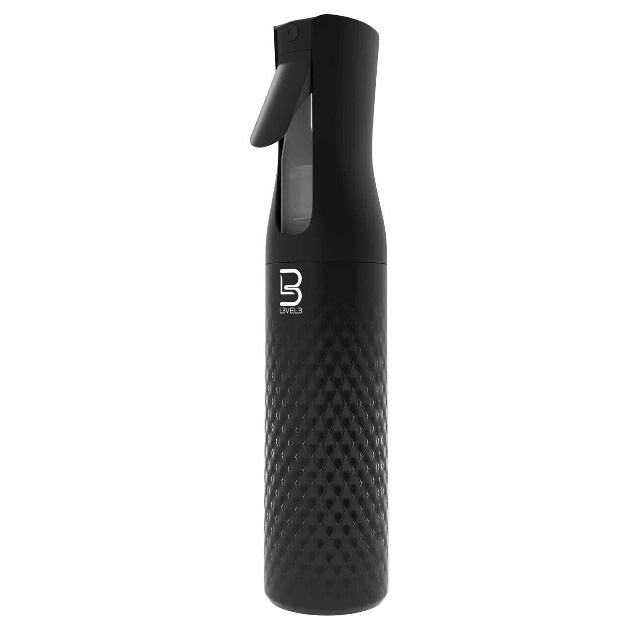 L3 Beveled Spray Bottle - Continuous Fine Mist Spray for Barbers - 300 ml Black | Less Hand Fatigue
