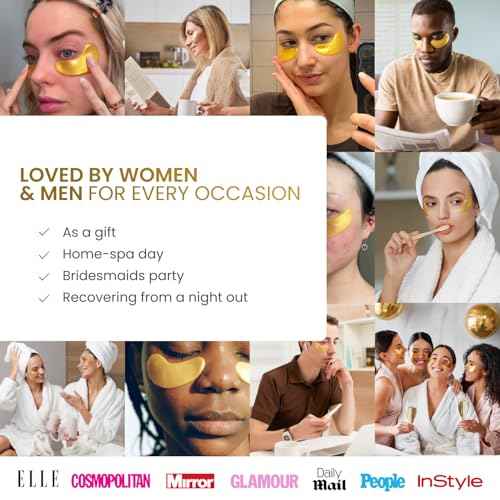 PLANTIFIQUE Gold Eye Patches for Puffy Eyes | 20 Pairs | Gifts | Under Eye Masks for Dark Circles | Puffiness Eye Gels | Eye Mask Skincare