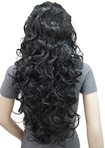 Wiginway 26 inch Long Curly Light Ash Brown Hair Premium Synthetic Women's Wig 3/4 Half Wig with Black Headband