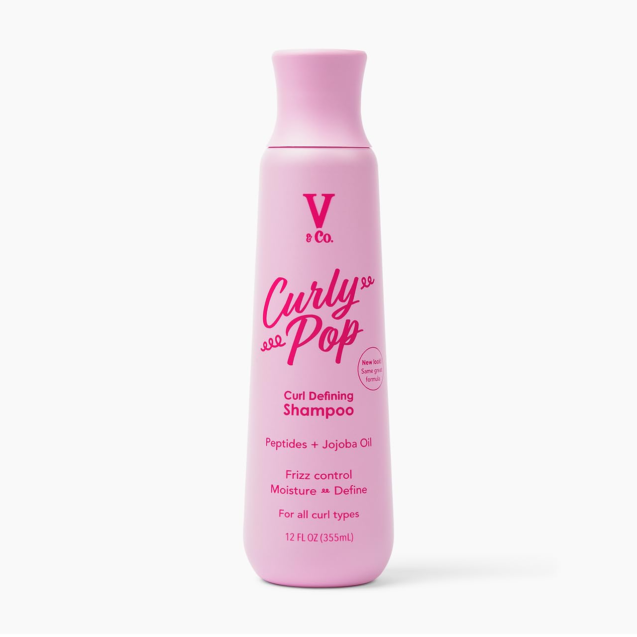 V&Co. Curly Pop Curl Defining Shampoo - Sulfate & Paraben Free Moisturizer with Peptides & Jojoba Oil | 12 fl oz