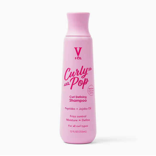 V&Co. Curly Pop Curl Defining Shampoo - Sulfate & Paraben Free Moisturizer with Peptides & Jojoba Oil | 12 fl oz