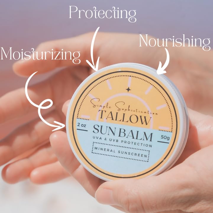 Tallow Sun Balm - Tinted Mineral Sunscreen with Grassfed Tallow & Zinc Oxide | SPF 30, Reef Safe (2 oz) - Fair