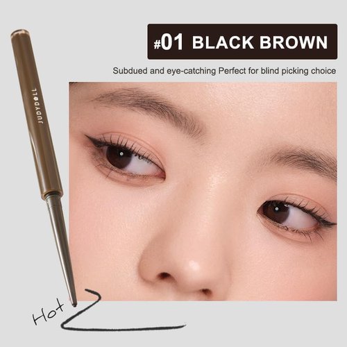 JUDYDOLL Ultrafine Eyeliner Gel Pencil - Smudge-Proof, Water-Resistant, Smooth Glide Formula | 01 Black Brown