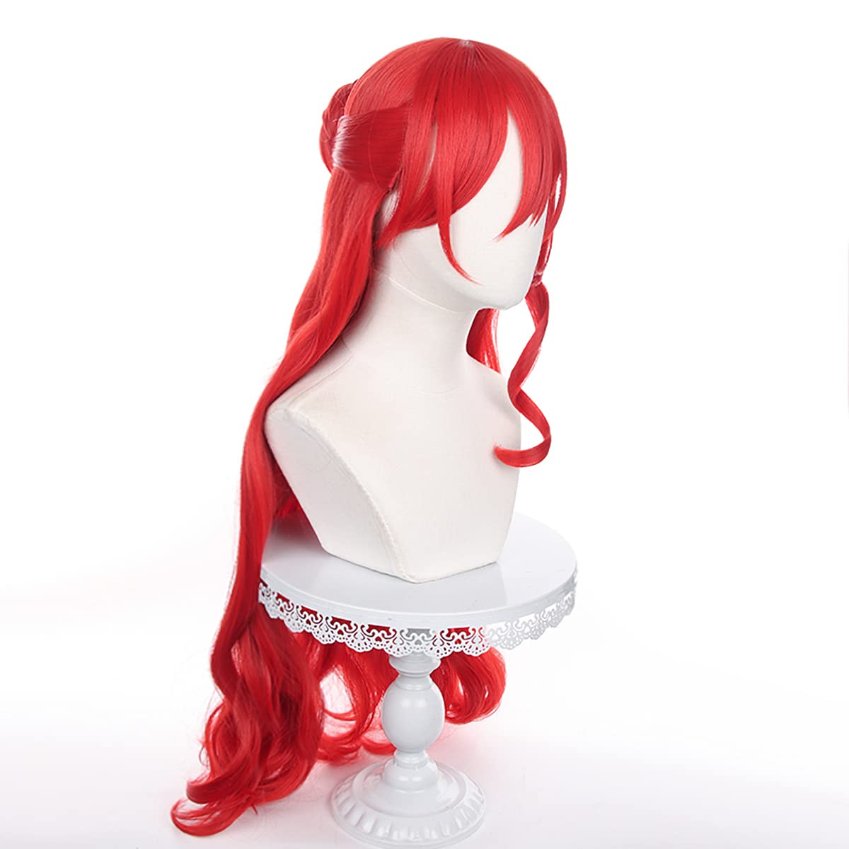 XiongXiongLe Game Honkai Star Rail Cosplay Role Himeko Red Shaped Long Curly Hair Replacement Wig for Women Girls Cos Party Halloween Christmas(Himeko)