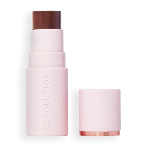 Revolution Beauty London Skin Silk Bronzer Stick - Buildable Cream-to-Powder Formula, Vegan & Cruelty-Free, Dark Cocoa, 0.15 oz
