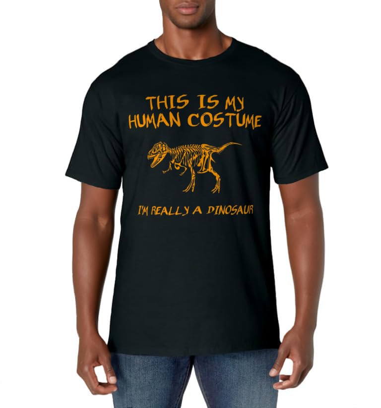 Halloween This Is My Human Costume Dinosaur Skeleton T-Shirt