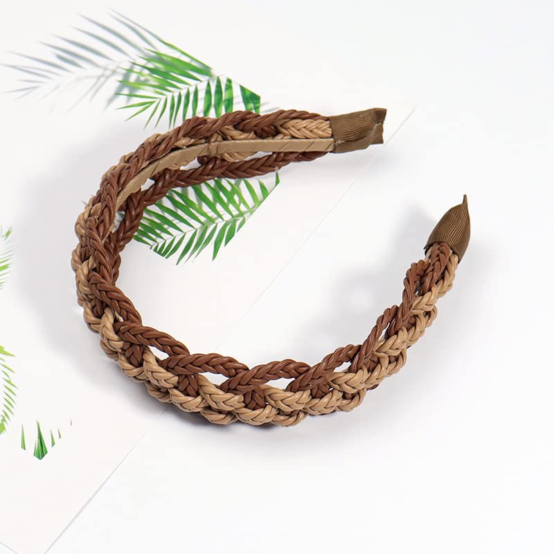 vowyore Fashion Rattan Wide Head Band Boho Headband Summer Bohemian Woven Headwear Hair Head Bands Hair Band for Woman Girl Hair Accessories