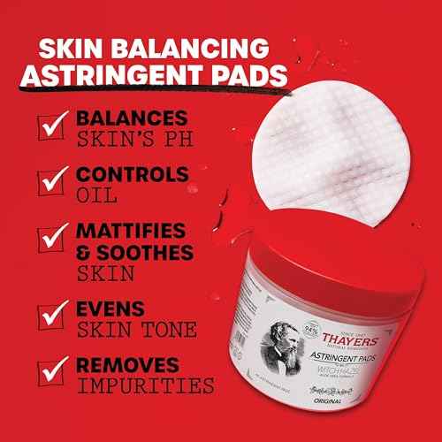 THAYERS Original Witch Hazel Astringent Pads with Aloe Vera Formula, 60 Count