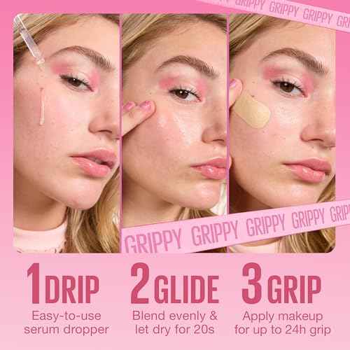 Maybelline Grippy Serum Primer, Hydrating Makeup Primer with 2% Niacinamide For Up To 24HR Make Up Wear, Clear, 1 Count