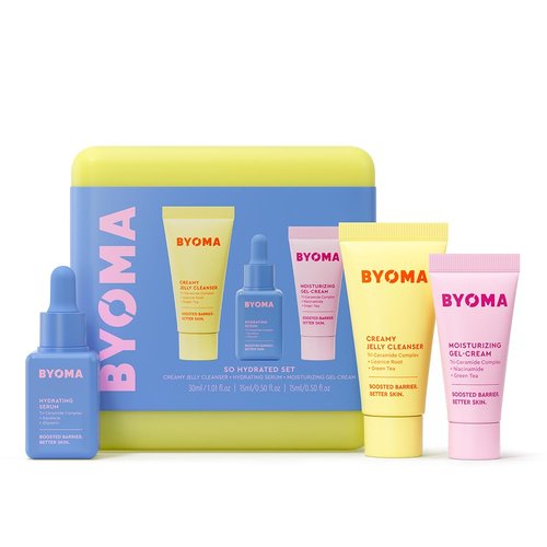 BYOMA So Hydrating Set - Barrier Repair Skincare Trio - Cleanser, Serum & Moisturizer for Dry Skin - 30ml, 15ml, 15ml