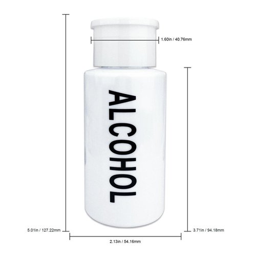 7oz White with Word Imprint Push Down Pump Dispenser Empty Refillerable Bottle with Flip Top Cap - for Nail Polish, Travel, Cosmetics Packaging