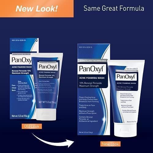 PanOxyl Acne Foaming Wash - Maximum Strength 10% Benzoyl Peroxide | Antimicrobial, 5.5 oz (2 Pack)