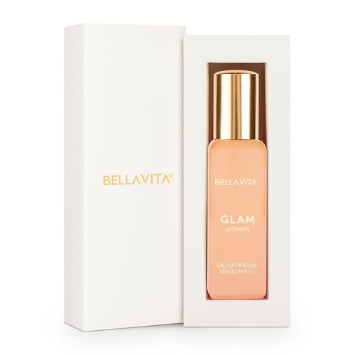 Bellavita Luxury GLAM Eau de Parfum | 20 ml (0.7 fl.oz.) | Travel Size Perfume for Women | White Floral, African Orange, Jasmine, and White Honey Notes | Long Lasting Women's Fragrance