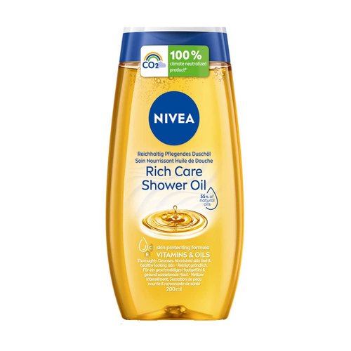 NIVEA Rich Care Shower Oil - Intensive Nourishing Formula | 200 ml Size