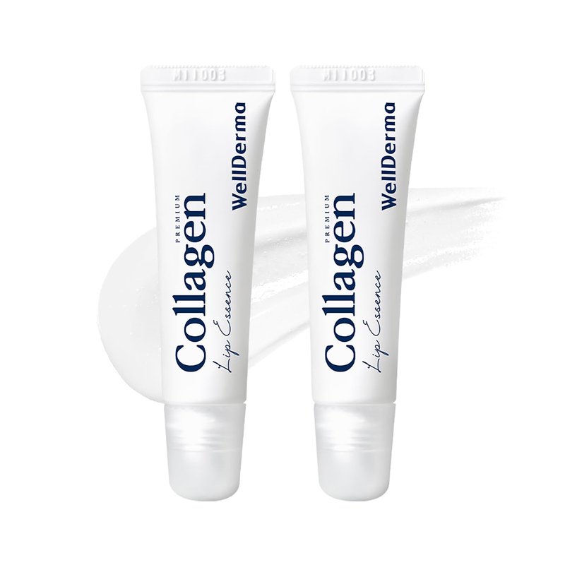 WELLDERMA Collagen Hydro Lip Essence 2-Pack, 11mL × 2 – Smooth Glossy Lip Coating with Collagen Blend, Hyaluronic & Peptide Complex, Honey-Like Scent