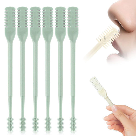 HOAIME 2 in 1 Nasal Hair Cutter, 2024 Upgraded Double Sided Nose Hair Knife, 360° Rotating Portable Manual Nose Hair Trimmer with Ear Picker, Nose Hair Remover Travel Essentials (Light Green, 6 Pcs)