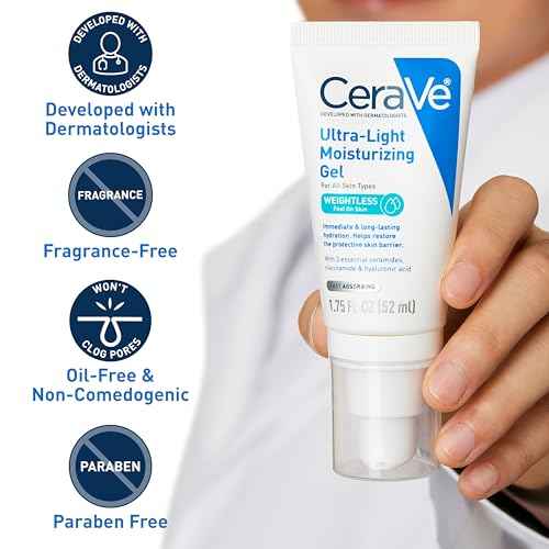 CeraVe Ultra-Light Moisturizing Gel, Hydrating Gel Face Moisturizer For Men & For Women with Ceramides, Niacinamide, Hyaluronic Acid, Fragrance Free, Oil-Free, Mattifying Moisturizer, 1.75 FL Oz