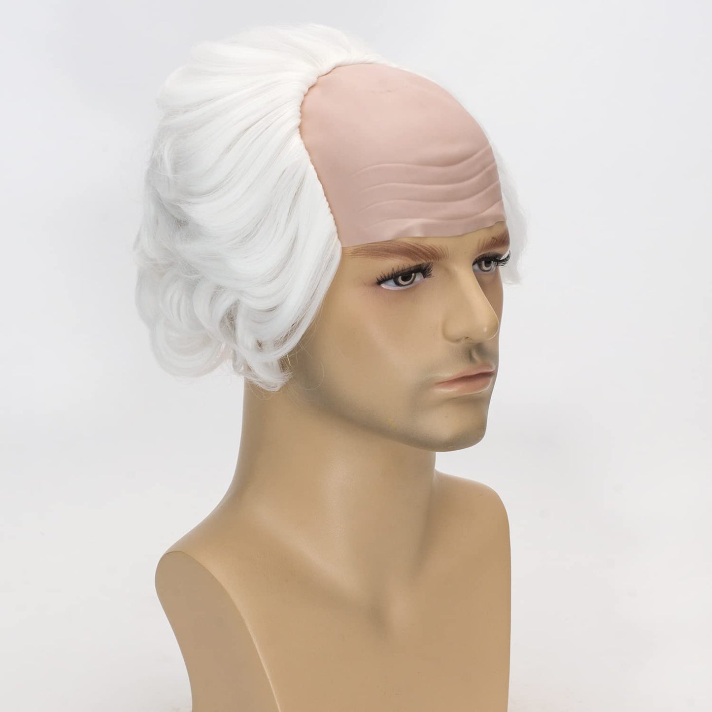 FALAMKA Old Men Wig Bald Wigs Fluffy Short White Wig Halloween Costumes Cosplay Wigs