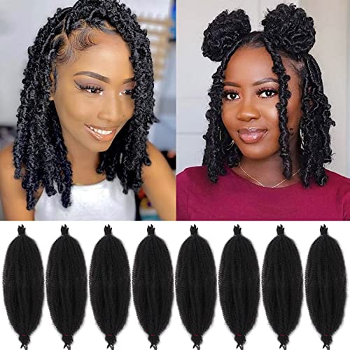 ZRQ 16 Inch Pink Springy Afro Twist Hair 8 Packs Marley Crochet Braiding Hair For Distressed Locs Synthetic Pre-Separated Spring Twist Hair Extension For Black Women 8 Strands/Pack (Pink#)