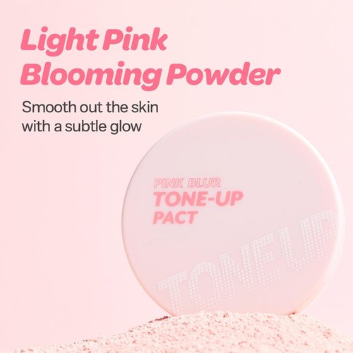 I'M MEME Compact - Tone-Up Pact | Korean Setting Powder for Pink Blur Effect, 0.35 Oz