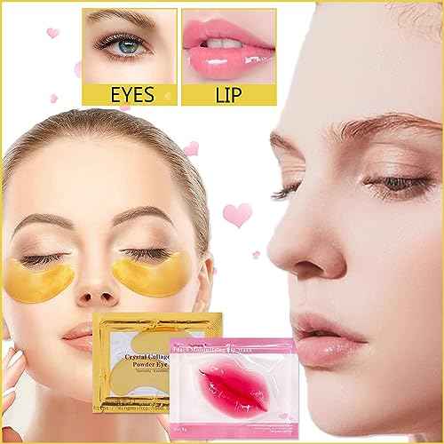 30 Pairs Lip Masks & 24K Gold Eye Masks,Crystal Gel Collagen Eye Patches for Puffy Eyes,Moisturizing Cooling Skin Lines Dark Circles,Wrinkles,Bachelorette Party Favors,Bulk Gifts,Stocking Stuffers