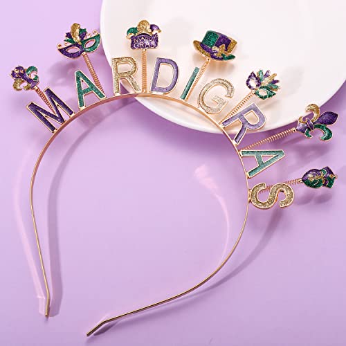 CEALXHENY Mardi Gras Headbands for Women (Mardi Gras A)