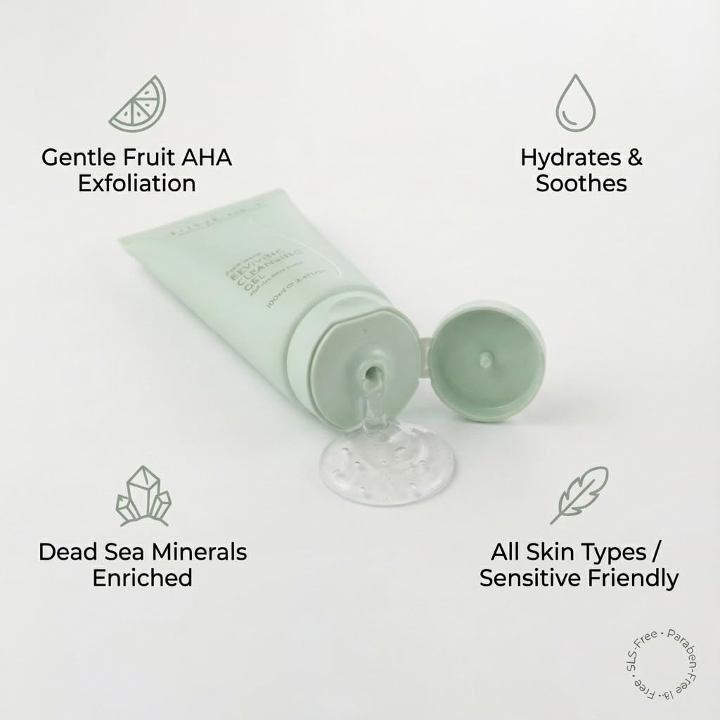 SEACRET Dead Sea Cleansing Gel - Hydrating Foaming Facial Cleanser with AHAs & Minerals, 3.4 fl oz
