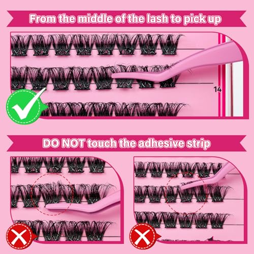 Self Adhesive Eyelashes 48Pcs Lash Clusters Self Stick Lashes Reusable Self-adhesive Lashes No Glue Cluster Lashes Easy for Use(Into You-01,D-10-18mix)