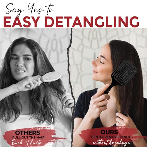 Detangler Brush by Fiora Naturals - 100% Bio-Friendly Detangling brush w/Ultra-Soft Bristles - Glide Through Tangles with Ease - For Curly, Fine, Black Natural, Women, Men, Kids - Dry and Wet Hair