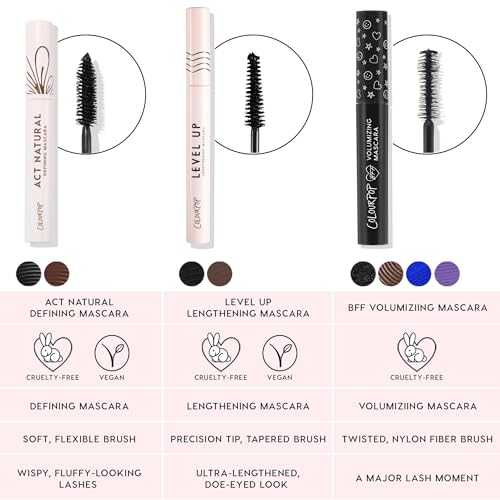 ColourPop BFF Mascara - Volumizing, Lifting & Lengthening Mascara - Buildable Black Mascara with a Twisted, Nylon Fiber Brush - Cruelty Free Eye Makeup - Black on Black (.24 fl oz)