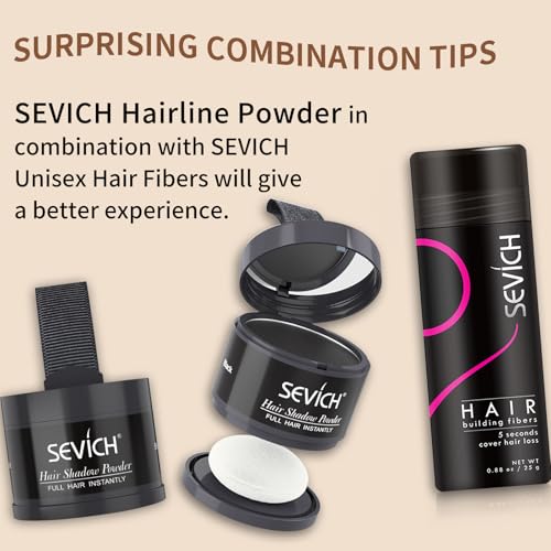 SEVICH Magnetic Refillable Hair Root Touch Up Powder - Waterproof Gray Coverage & Hairline Concealer with Dual Brush - Medium Brown, 0.14 oz (2 pcs)