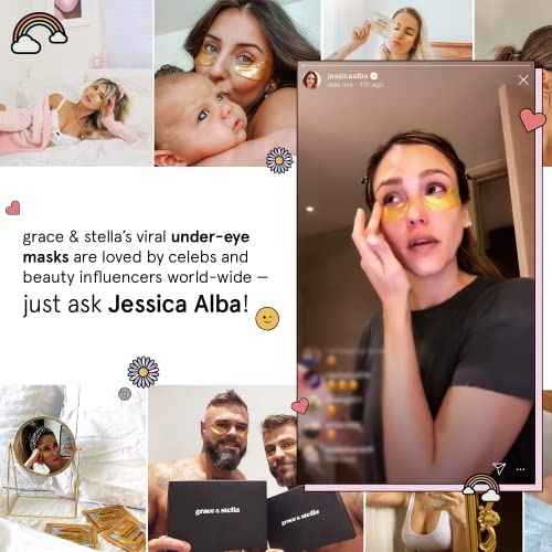 grace & stella Award Winning Under Eye Mask - Travel Essentials - Birthday Gifts for Women - Gel Eye Patches for Dark Circles, Puffy Eyes, Wrinkles, Undereye Bags - Vegan - Self Care (24 Pairs, Gold)