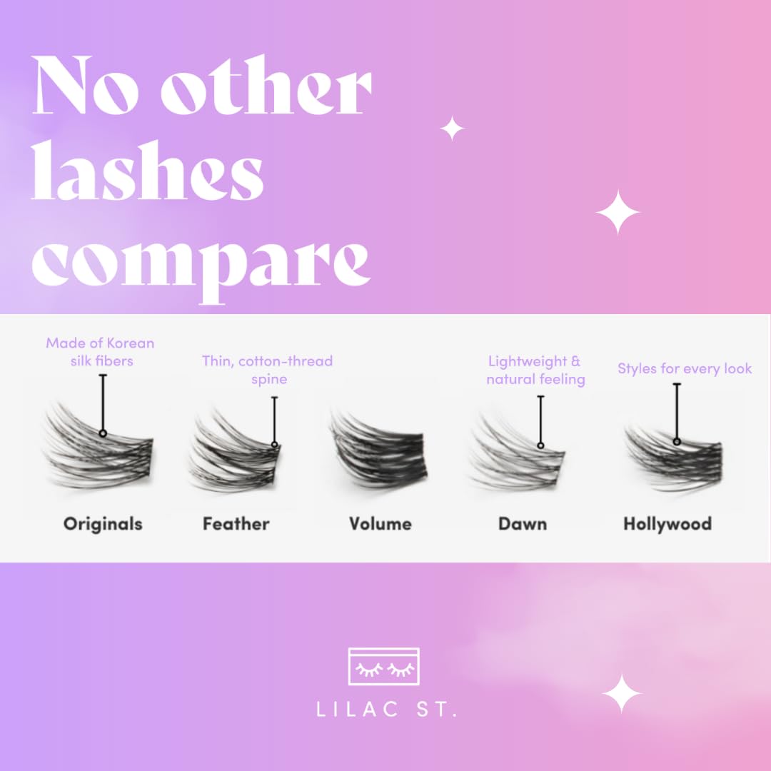 Lilac St - Dawn Natural Faux Eyelash Clusters (10mm, 3 Pack) - No "Makeup" Look - DIY Lash Extension Wisps - Lightweight & Lifelike - Lasts 10 Days - Cruelty Free, Vegan, Women Founded - 30 Lashes