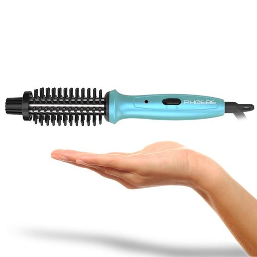 Phoebe Mini Curling Iron - 3/4 Inch Dual Voltage Ceramic Tourmaline Curler Brush | Travel-Friendly Design